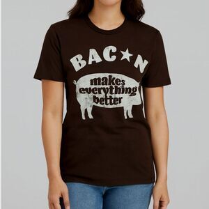 NWOT Recycled Karma ODDPEOPLE Bacon Makes Everything Better Relaxed Tee Black M